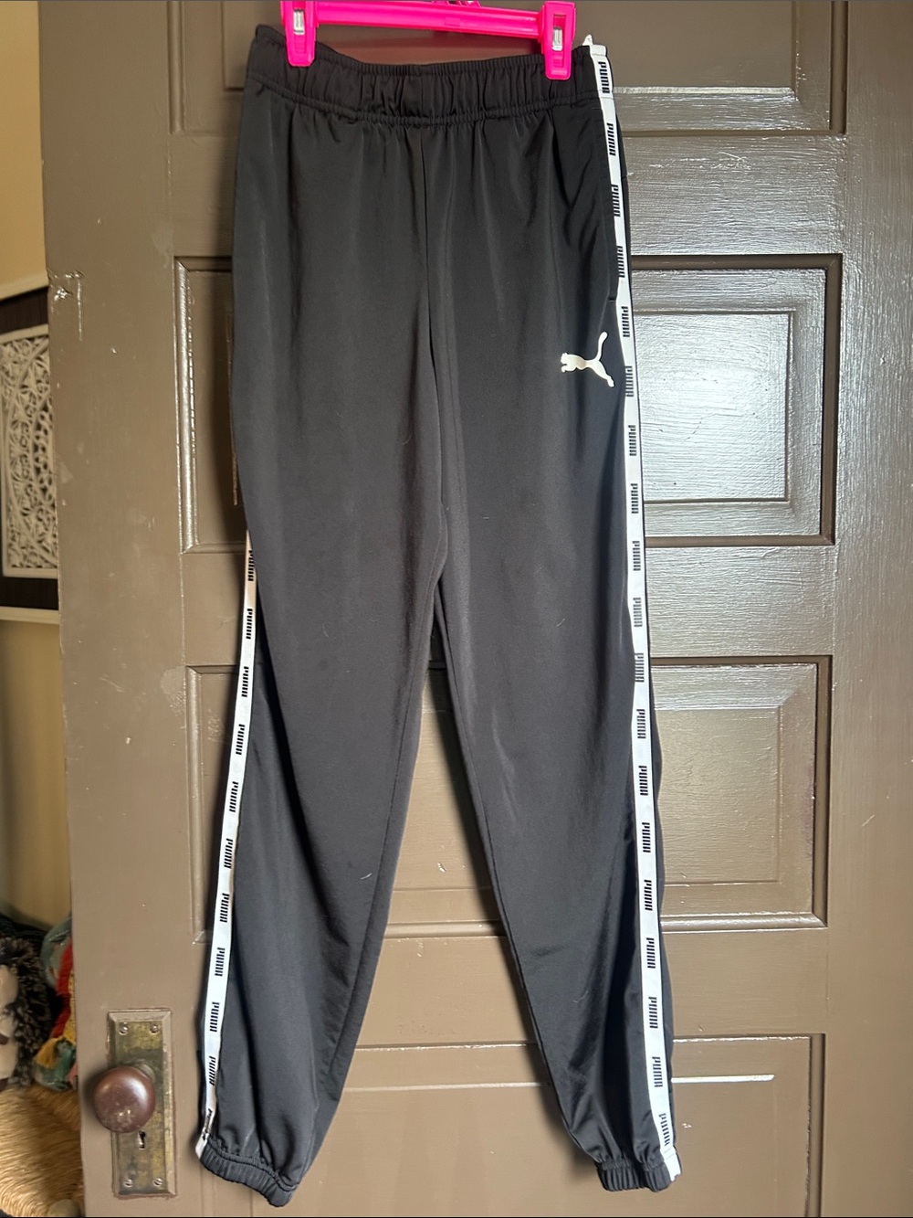 Puma Black Joggers with White Side Tape